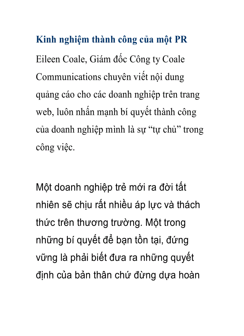 Kinh nghiệm thành công của một PR