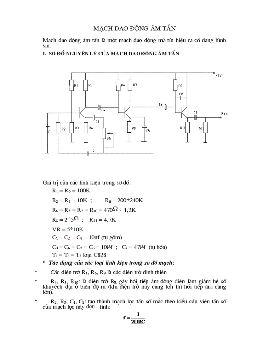 Thực tập Mạch dao động âm tần