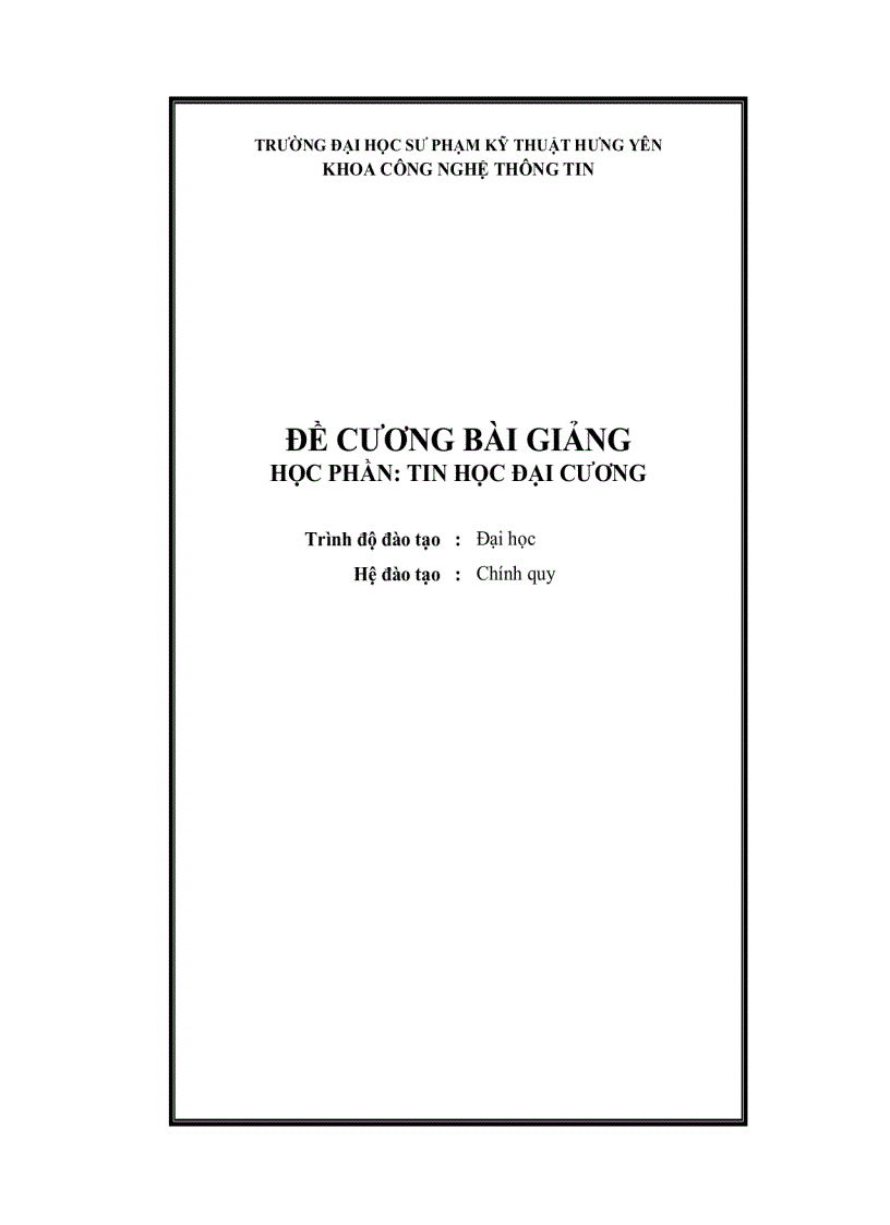 Đề cương tin học đại cương ngôn ngữ c căn bản