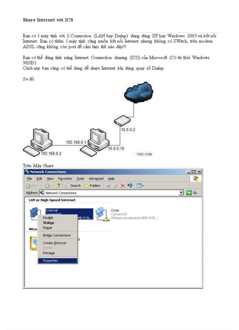 Share Internet với ICS