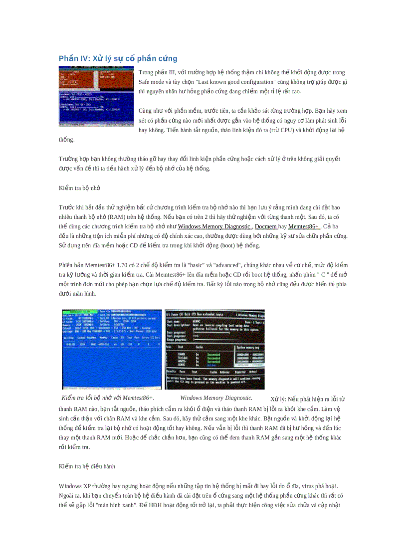 Phần IV Xử lý sự cố phần cứng 1