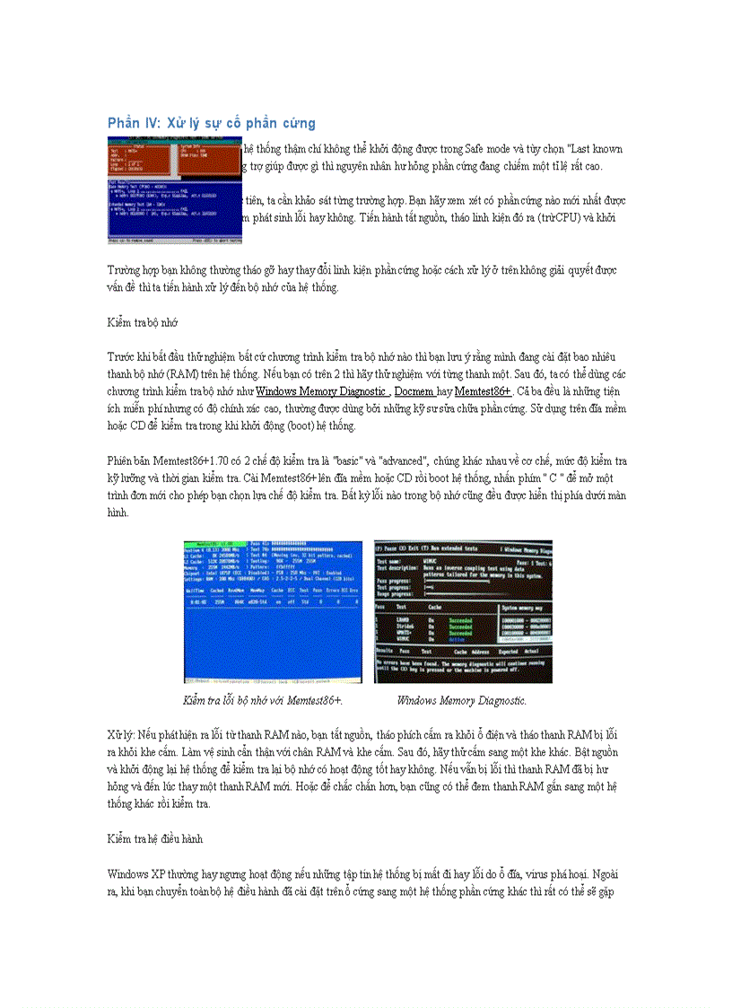 Phần IV Xử lý sự cố phần cứng