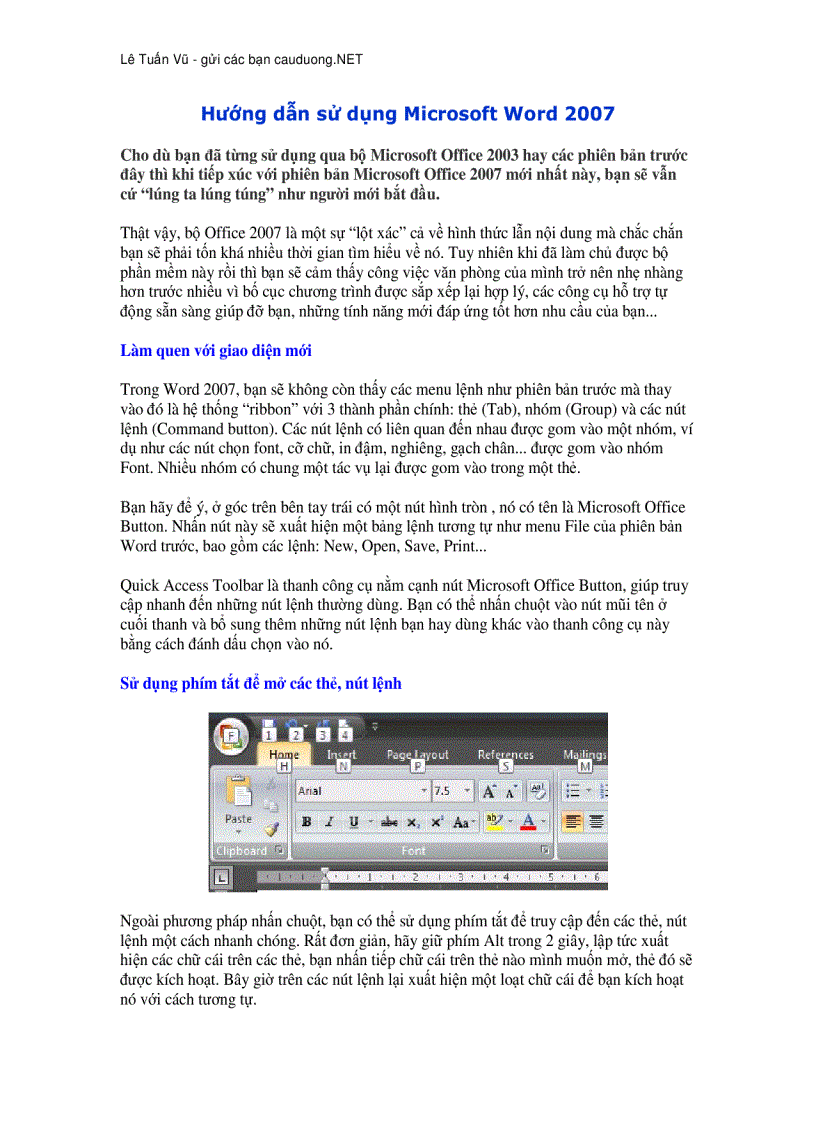 Hướng dẫn sử dụng Word 2007