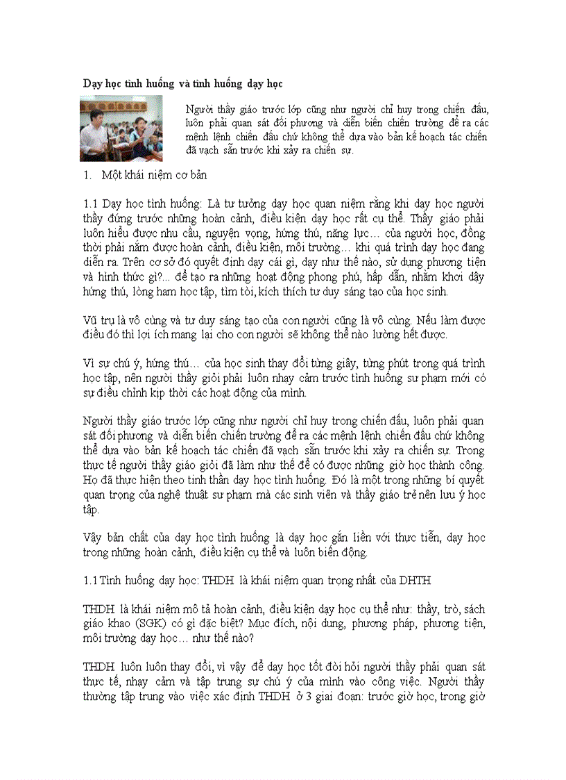 Dạy học tình huống và tình huống dạy học