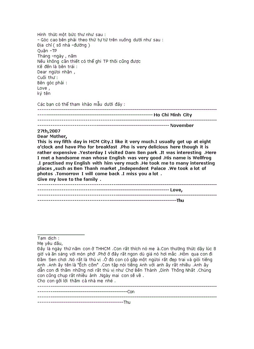 Viết thư bằng tiếng anh