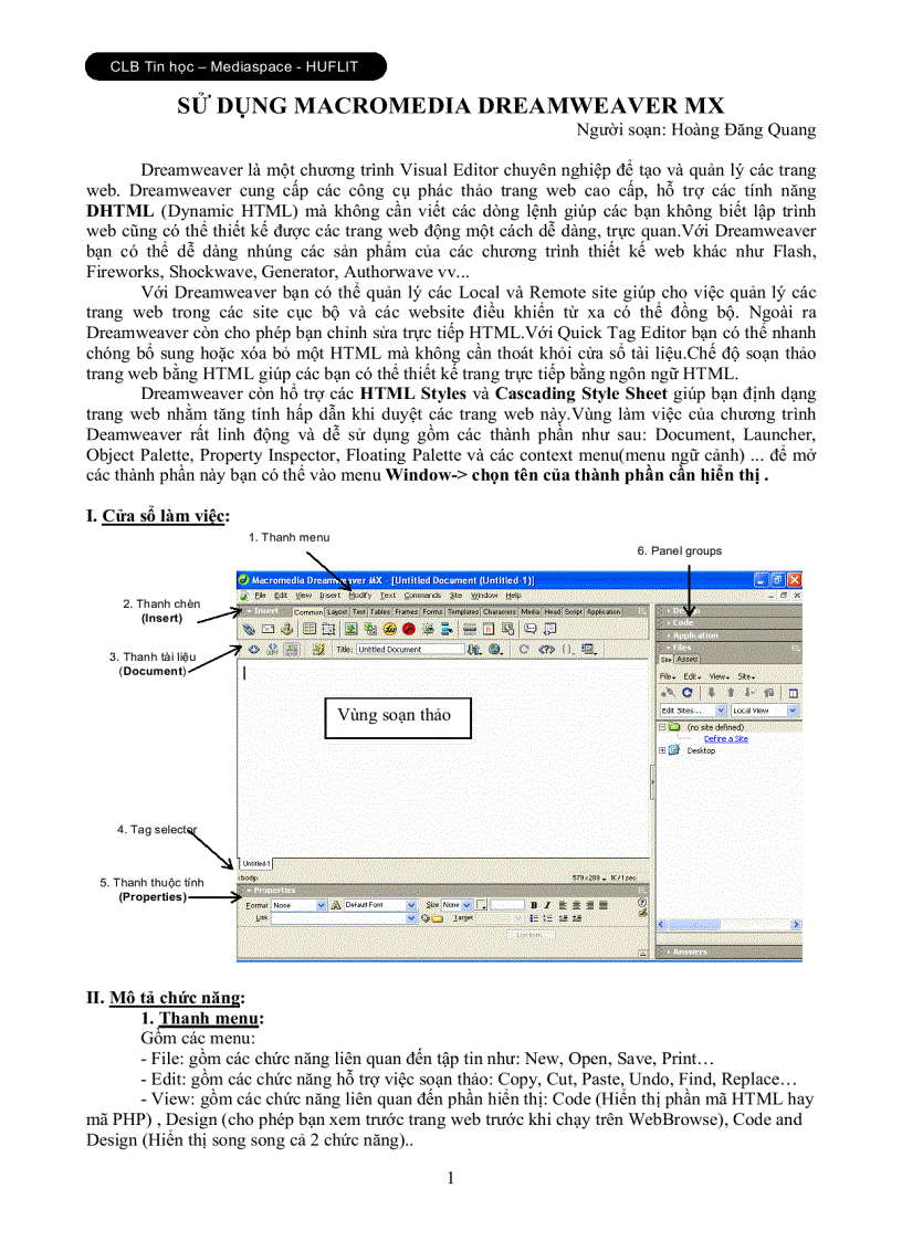 Sử dụng macromedia dreamweaver mx