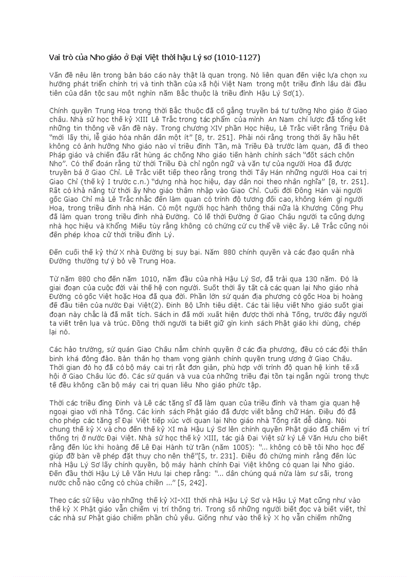 Vai trò của Nho giáo ở Đại Việt thời hậu Lý sơ 1010 1127