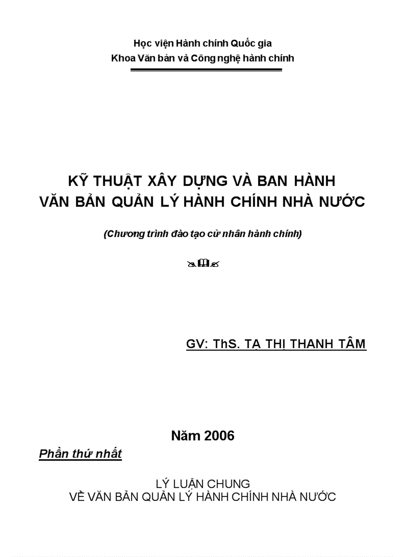 Kỹ thuật xây dựng và ban hành văn bản quản lý hành chính nhà nước