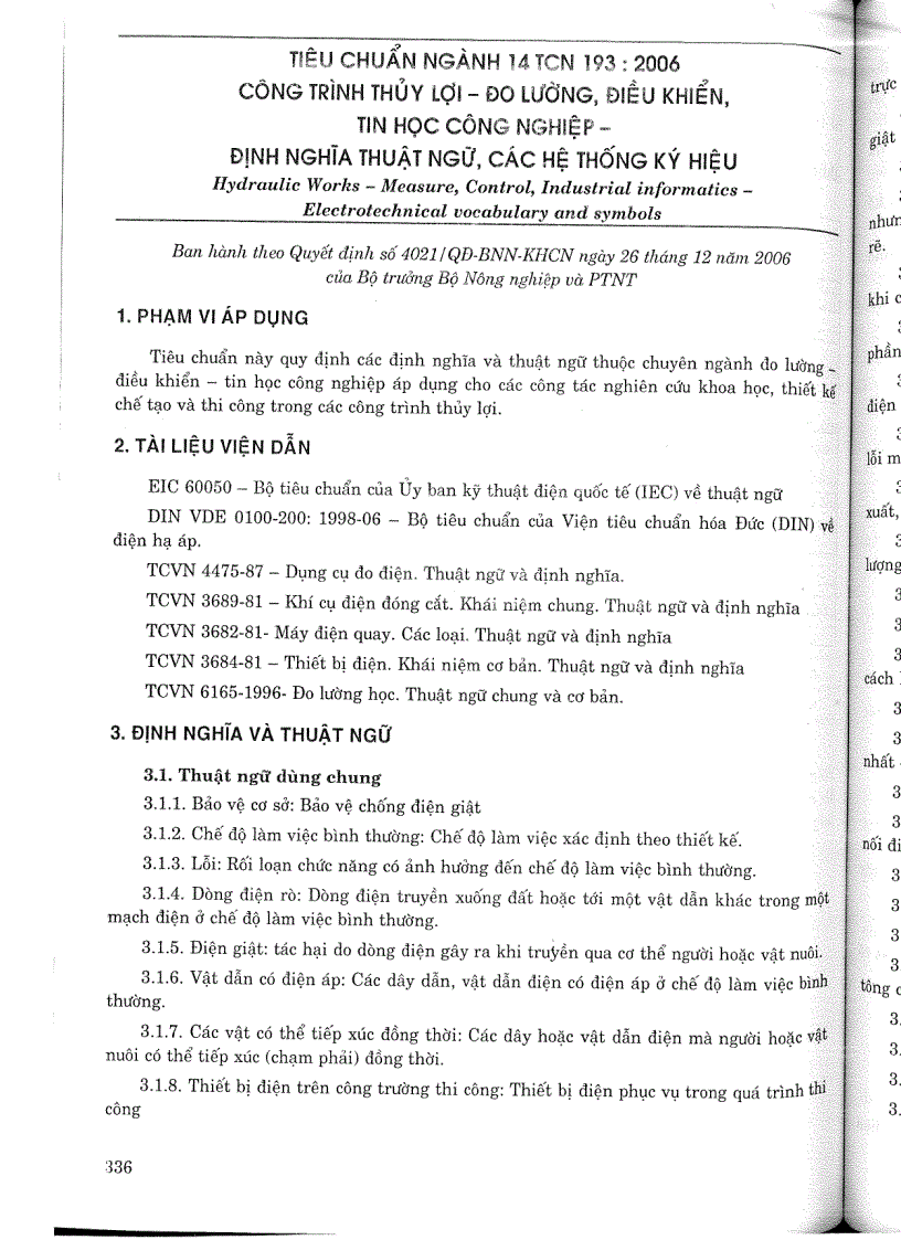 Tiêu chuẩn ngành 14 TCN 193 2006 Công trình thuỷ lợi đo lường điều khiển tin học nông nghiệp định nghĩa thuật ngữ ký hiệu Tiêu chuẩn ngành Thuỷ Lợi