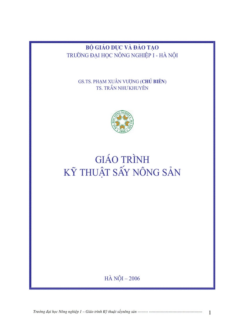 Giáo trình Kỹ thuật sấy nông dản GS TS Phạm Xuân Vượng