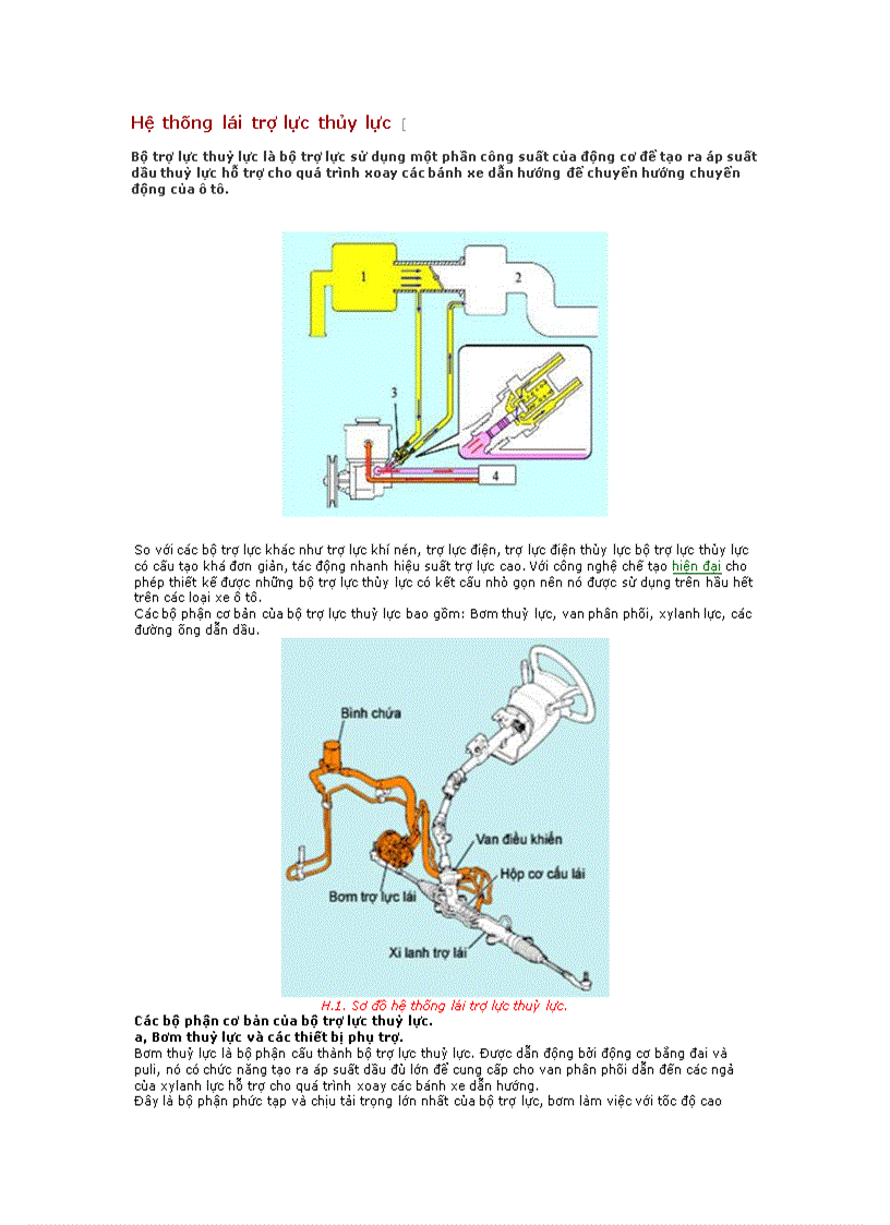 Hệ thống lái trợ lực thủy lực