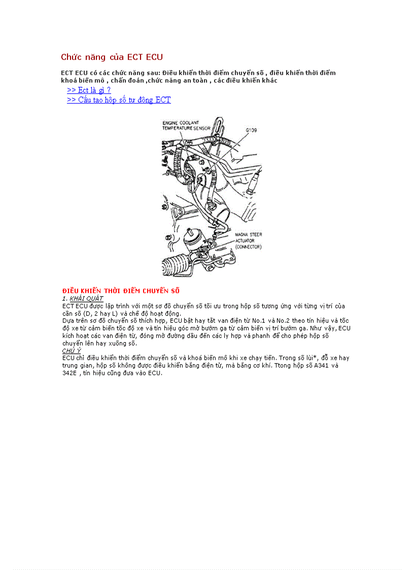 Chức năng của ECT ECU