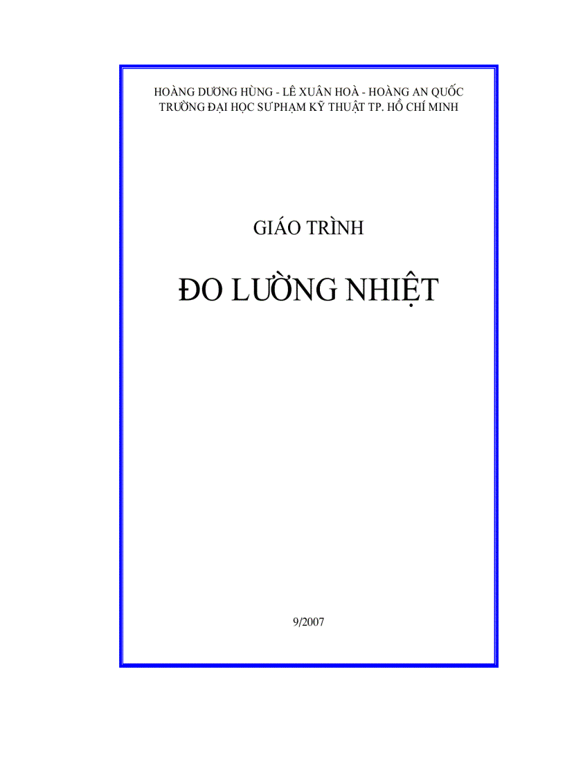 Đo lường nhiệt Giáo trình Slide Đề thi tham khảo GSTS Hoàng Dương Hùng 1