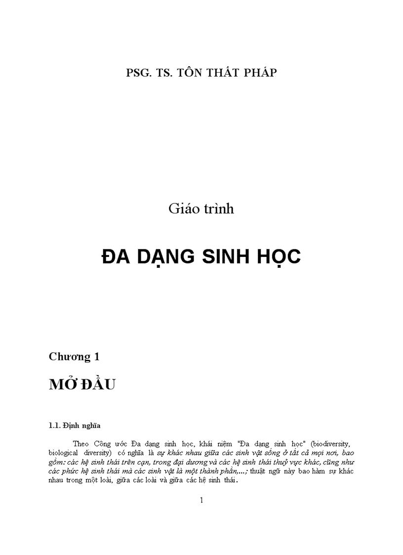 Giáo trình đa dạng sinh học