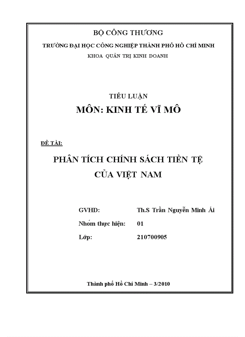 Phân tích chính sách tiền tệ của việt nam giai đoạn 2008 2009