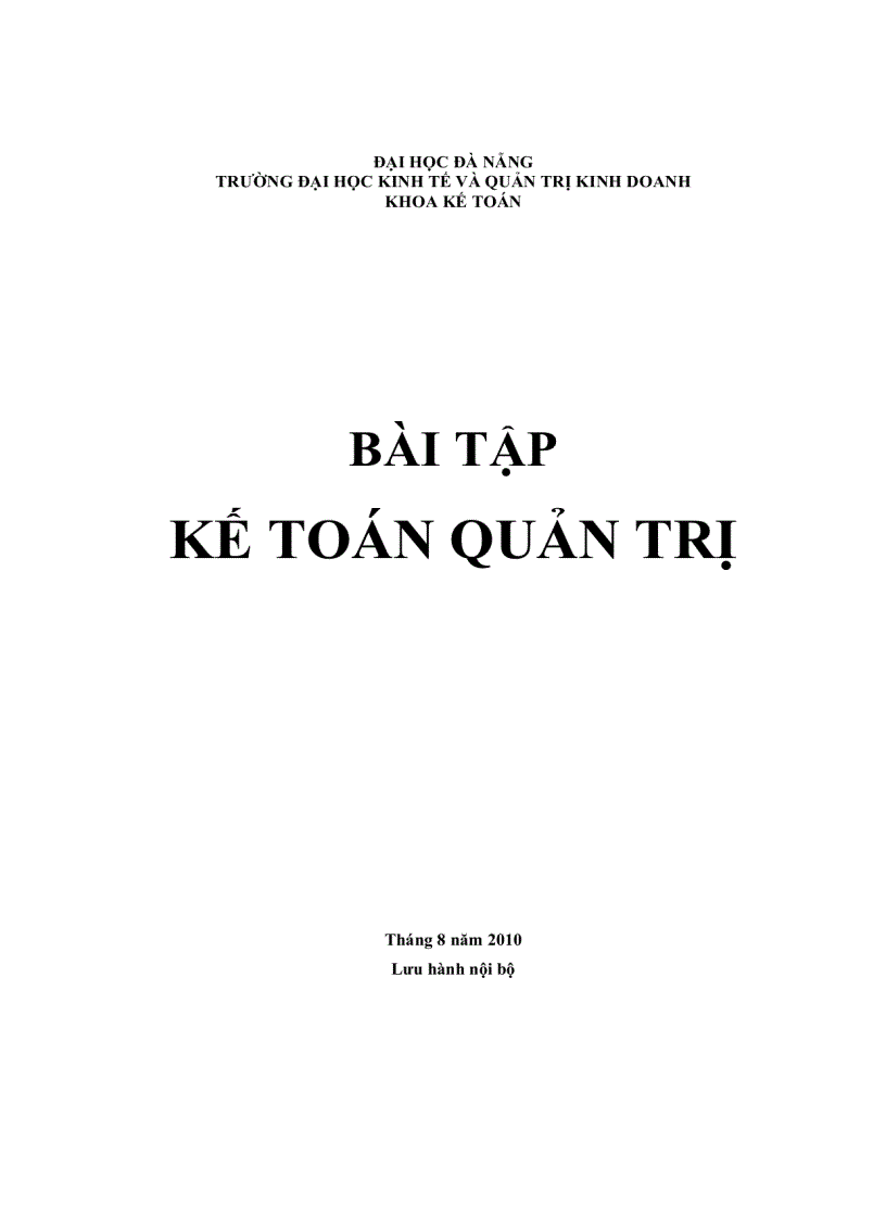 Bài tập kế toán quản trị