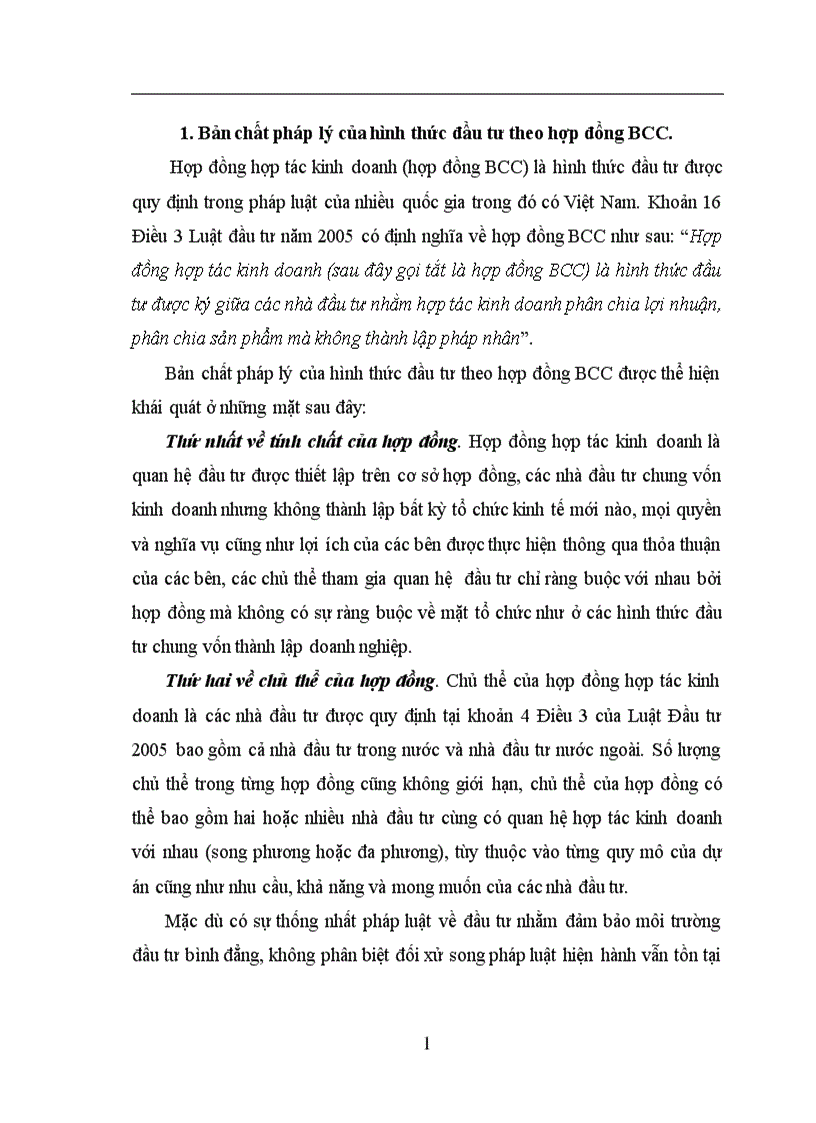 Bản chất pháp lý của hình thức đầu tư theo hợp đồng BCC Phân biệt hợp đồng BCC và hợp đồng BOT