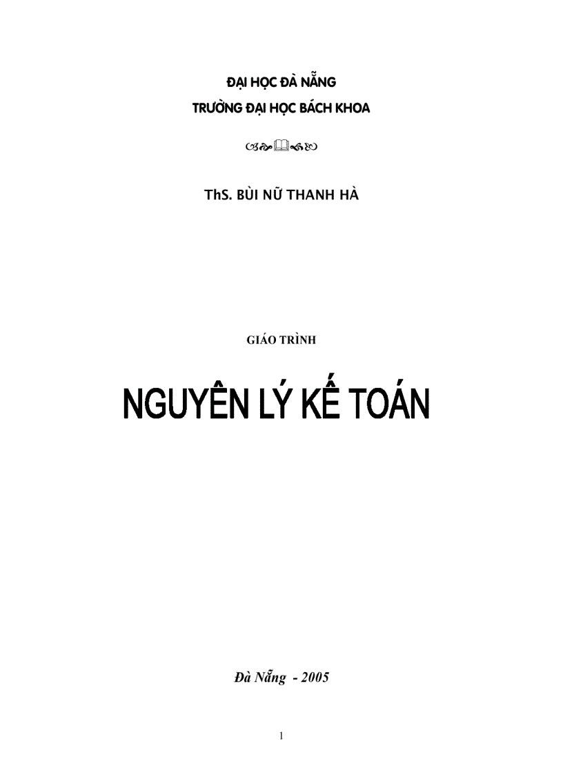 Giáo trình Nguyên lý kế toán 1