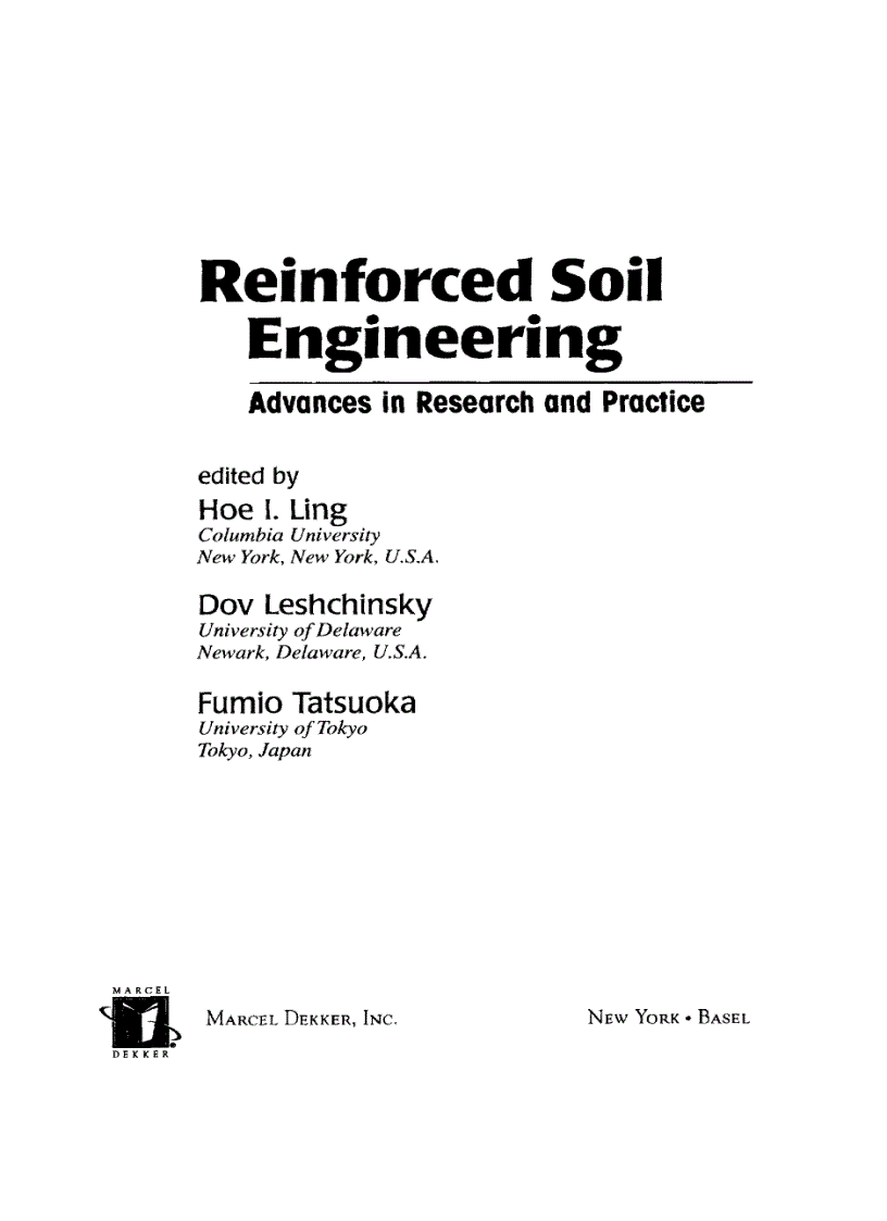 Lý thuyết gia cố nền và mái đất nâng cao Reinforced soil Engineering Hoe Columbia University