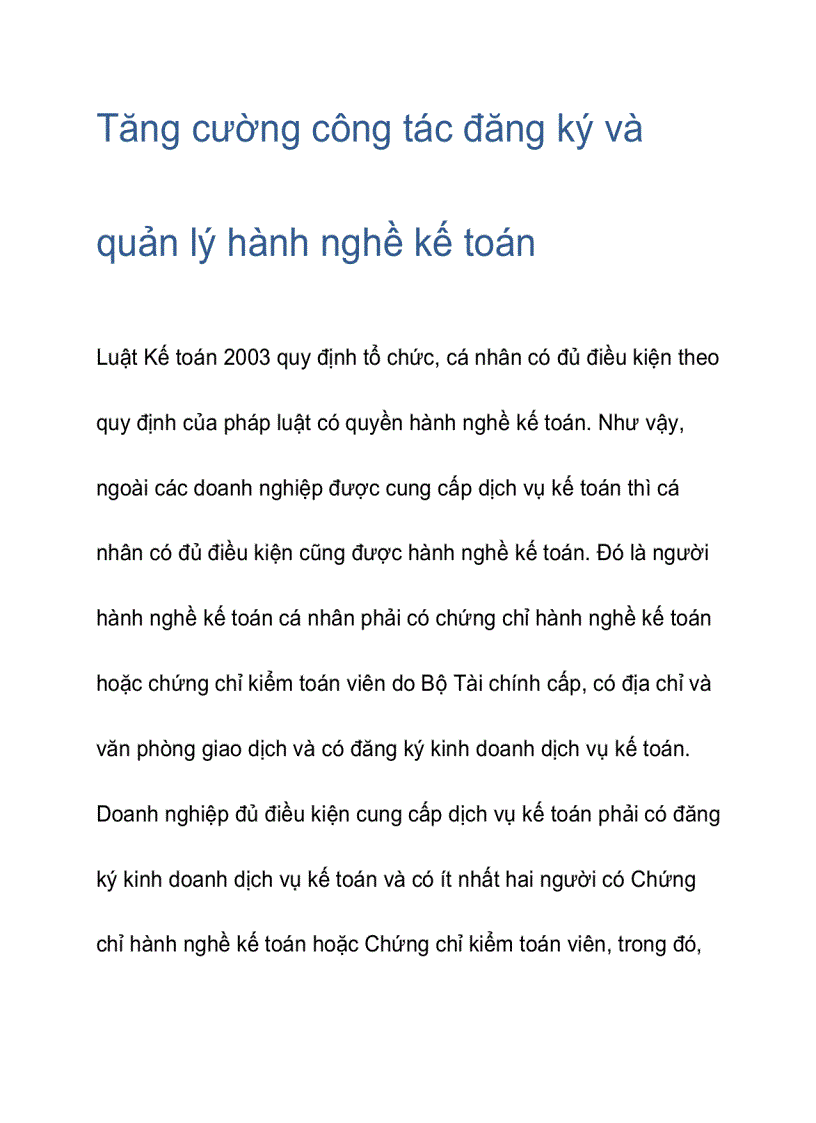 Tăng cường công tác đăng ký và quản lý hành nghề kế toán