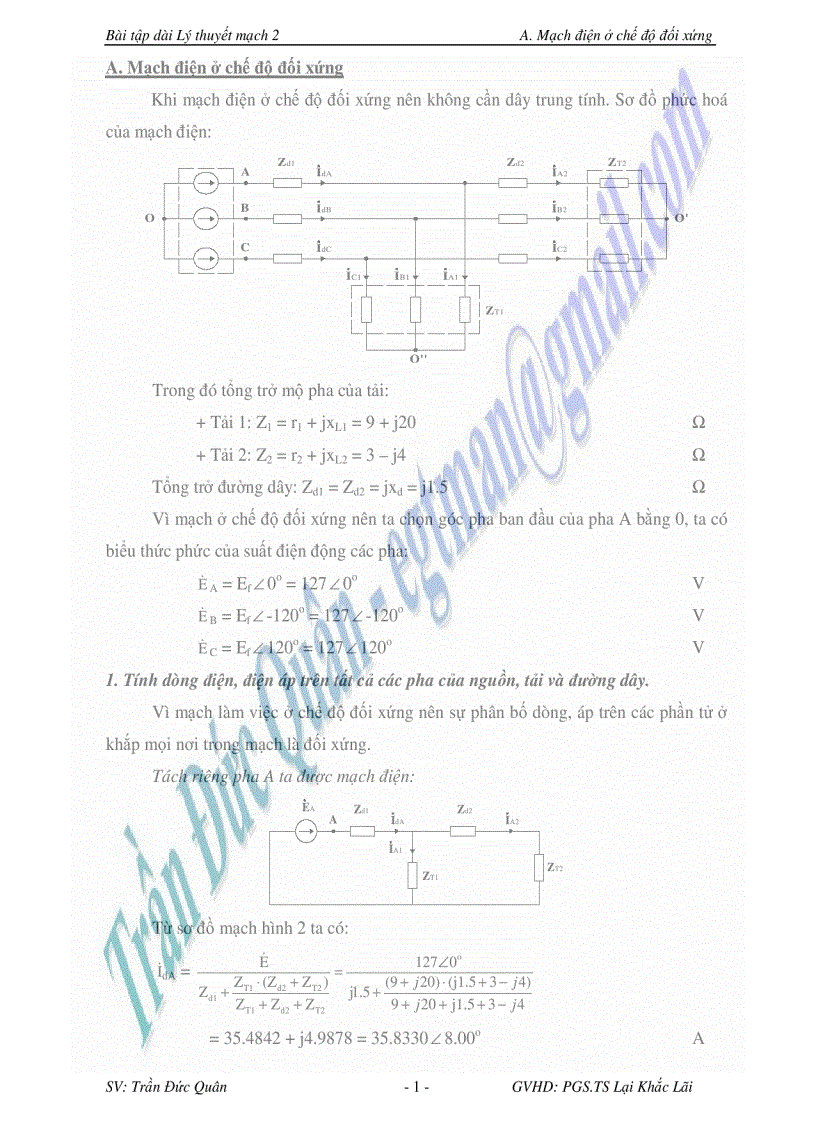 Bài tập dài Lý Thuyết Mạch 2