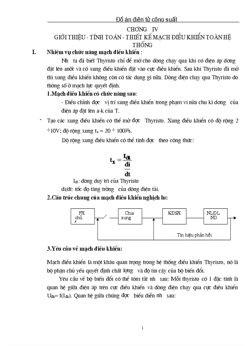 Giới thiệu tính toán thiết kế mạch điều khiển toàn hệ thống