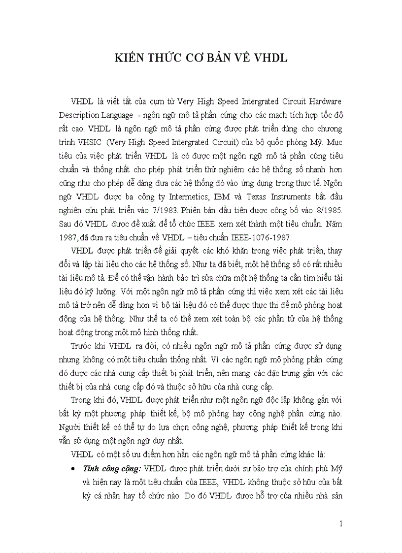 Kiến thức cơ bản về VHDL