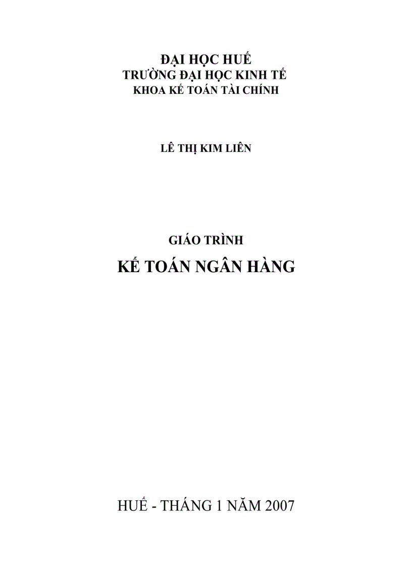 Giáo trình kế toán ngân hàng