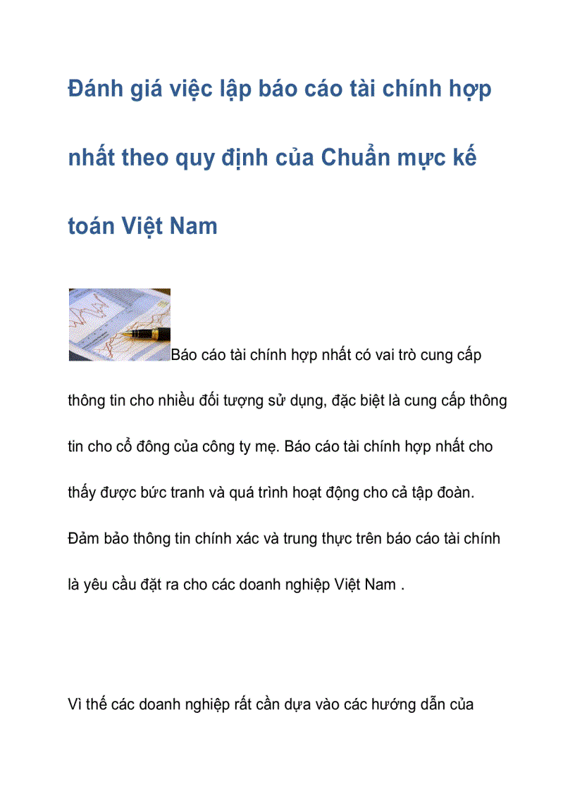 Đánh giá việc lập báo cáo tài chính hợp nhất theo quy định của Chuẩn mực kế toán Việt Nam