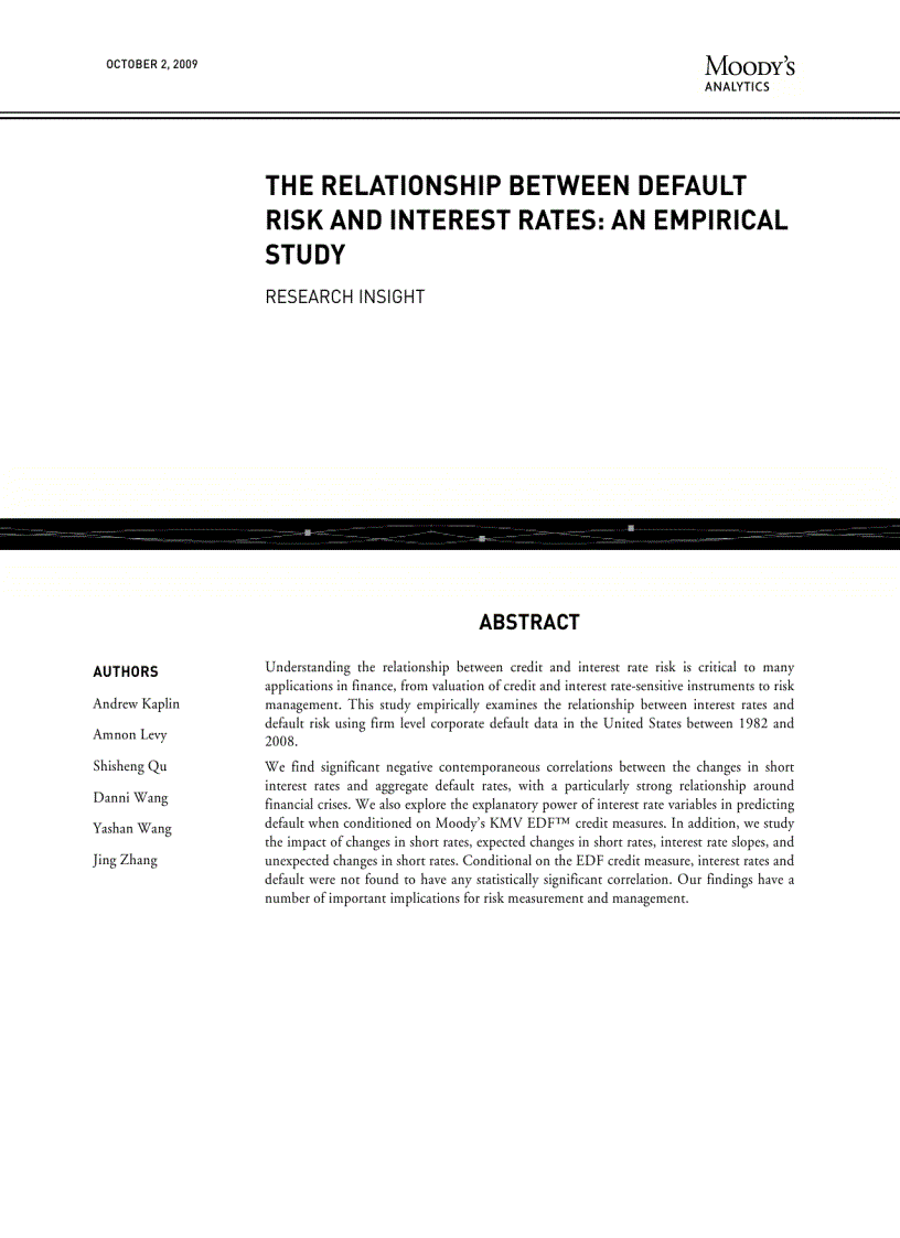 The relationship between default risk and interest rates An empirical study research insight