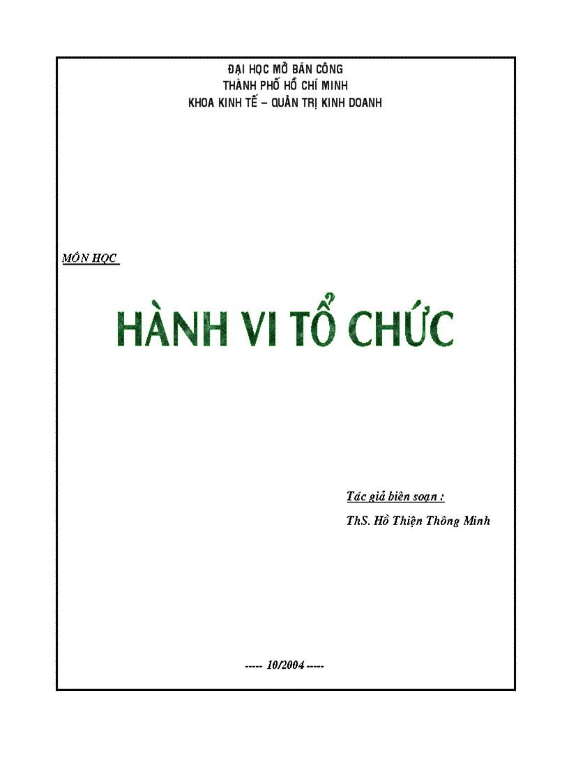 Giáo trình hành vi tổ chức rất hay để tham khảo 1