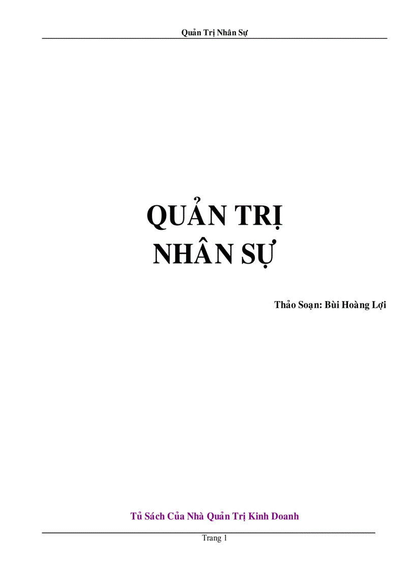 Giáo trình Quản Trị Nhân Sự