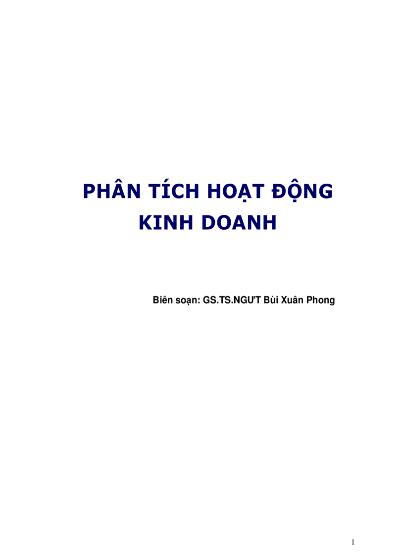 Giáo trình Phân Tích Hoạt Động Kinh Doanh 1