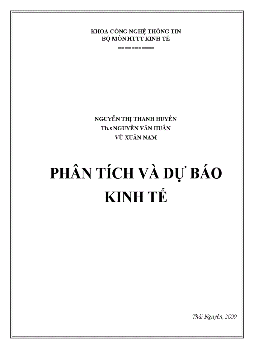 Bài giảng Phân tích và dự báo kinh tế