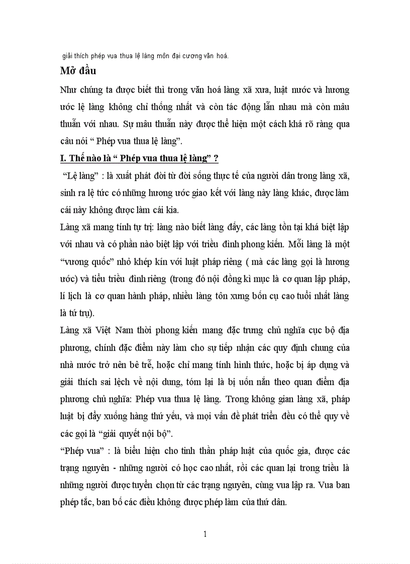 Giải thích phép vua thua lệ làng