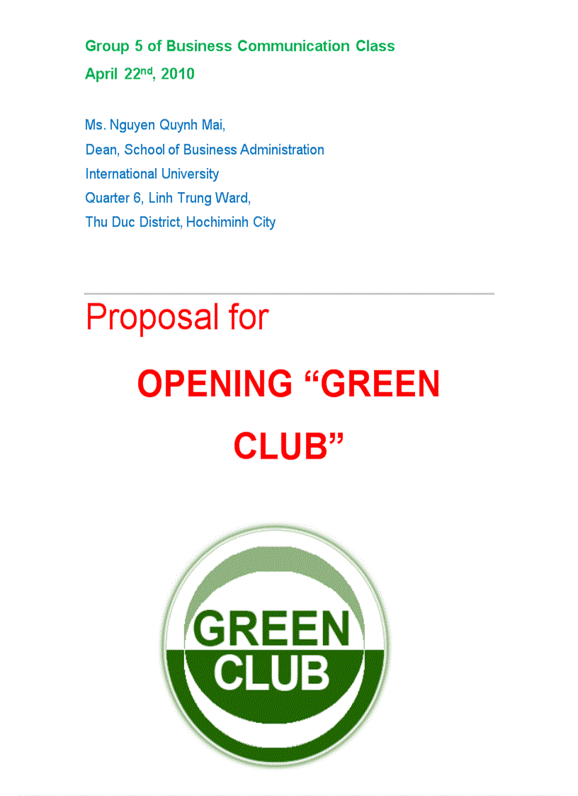 Opening green club