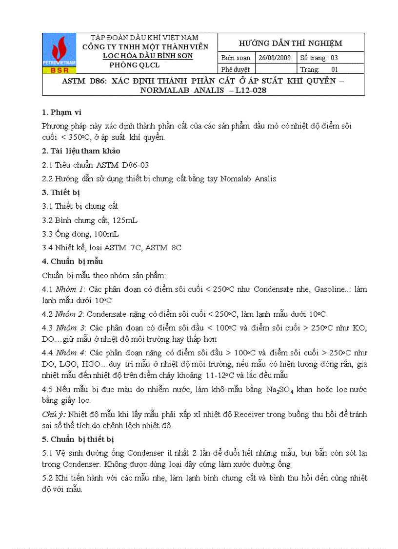 Các chỉ tiêu và cách xác định trong nhà máy lọc dầu 2