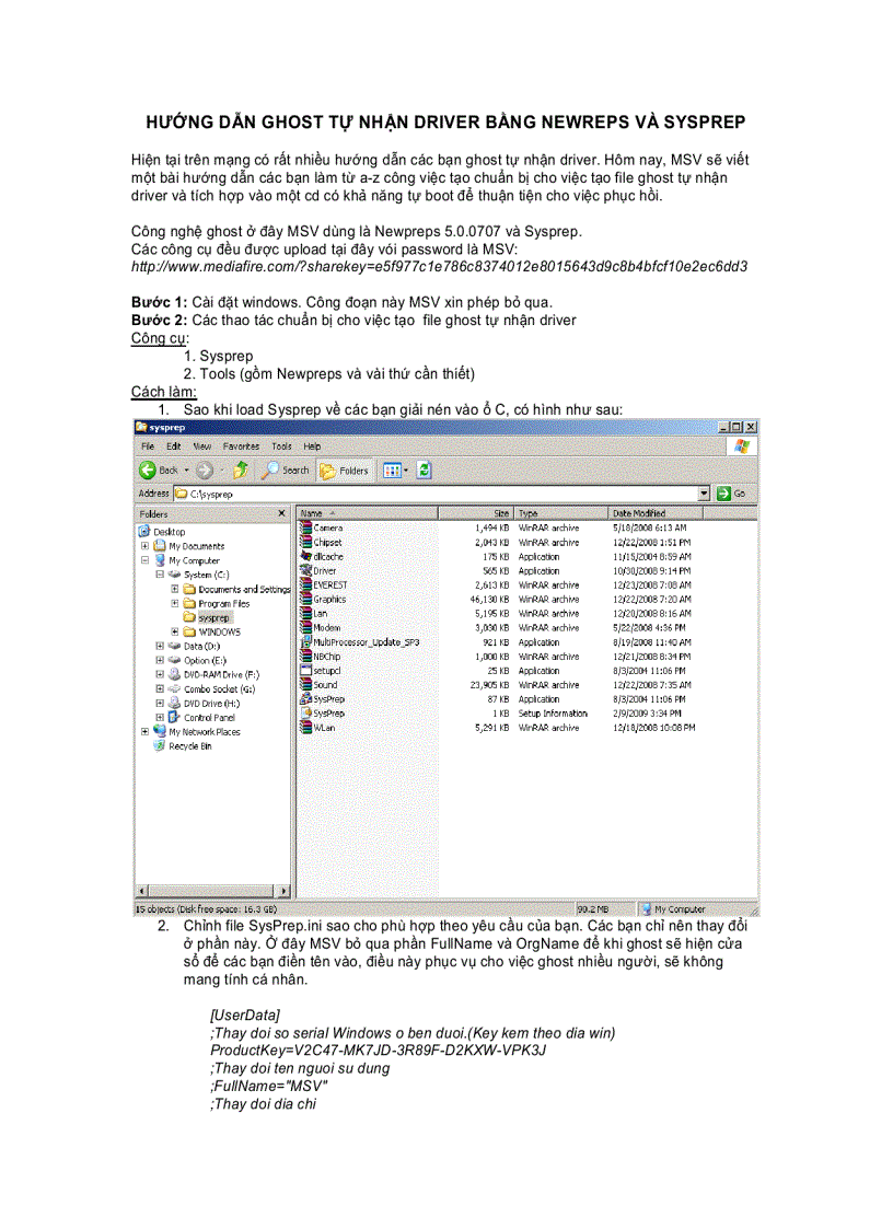 Hướng dẫn ghost tự nhận driver bằng newreps và sysprep