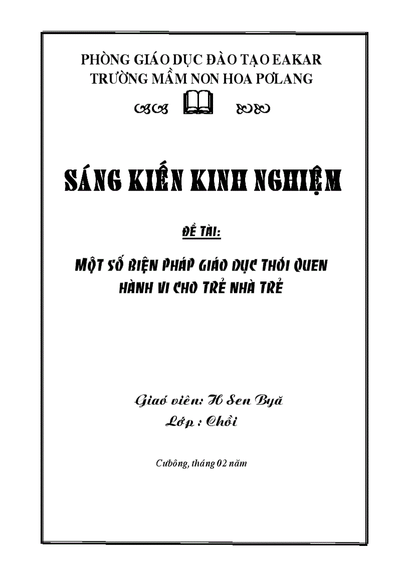 Một số biện pháp giáo dục thói quen hành vi đạo đức cho trẻ nhà trẻ