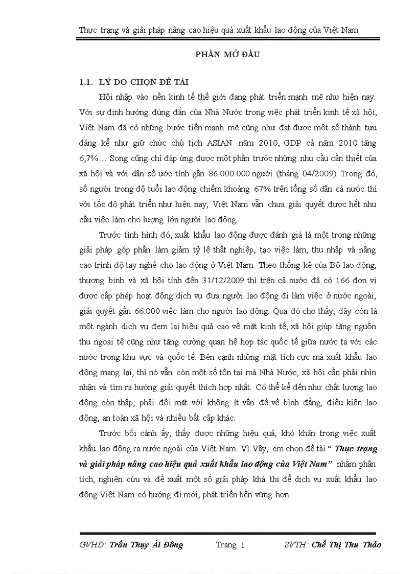 Thực trạng và giải pháp nâng cao hiệu quả xuất khẩu lao động của Việt Nam