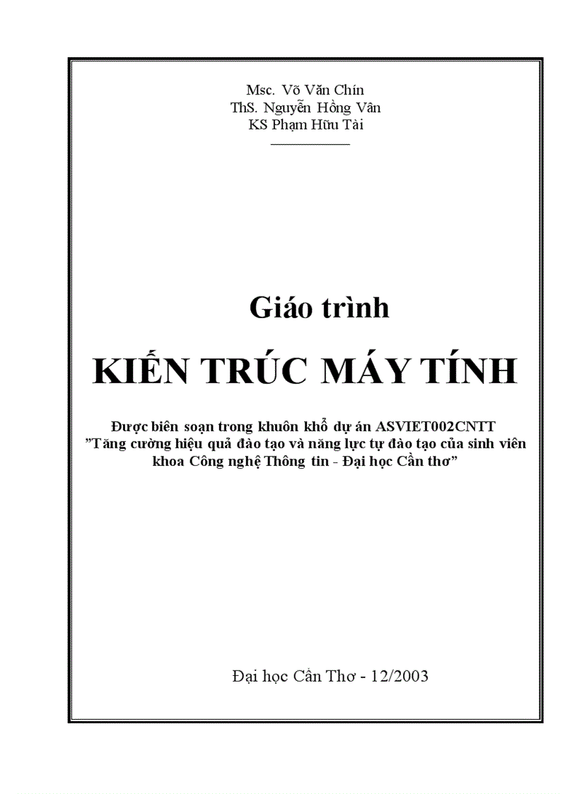 Giáo trình Kiến trúc máy tính Võ Văn Chín