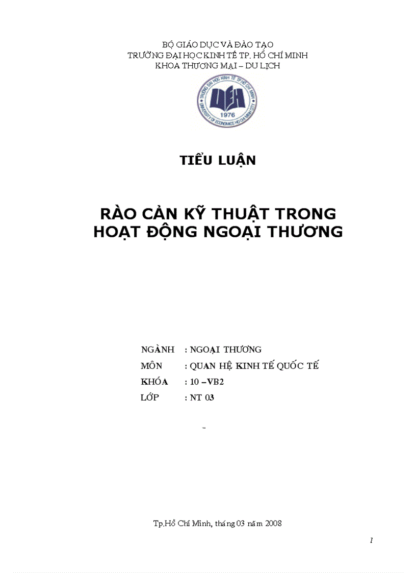 Rào cản kỹ thuật trong hoạt động ngoại thương