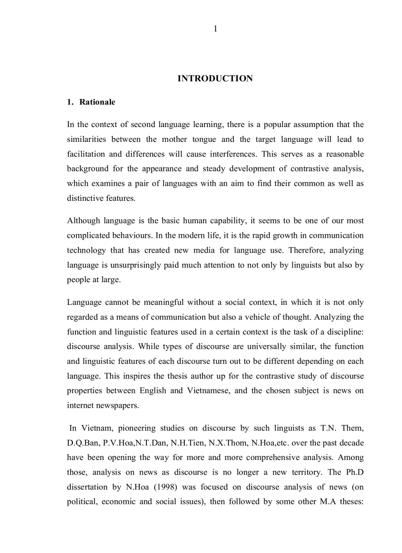 A contrastive analysis of international news discourse properties on english and vietnamese internet newspapers