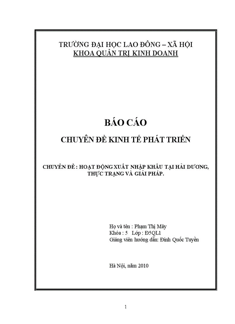 Hoạt động xuất nhập khẩu tại hải dương thực trạng và giải pháp 1