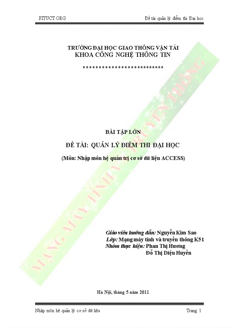 Quản lý điểm thi đại học