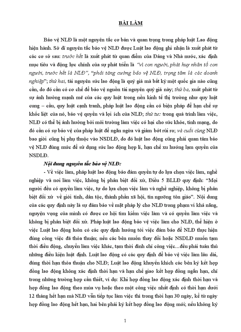Nguyên tắc bảo vệ người lao động cơ sở nội dung ý nghĩa và thực tiễn
