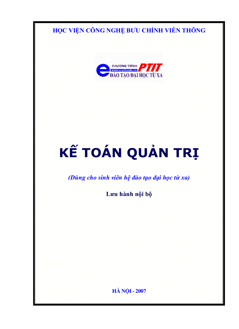 Giáo trình Kế toán Quản trị 1