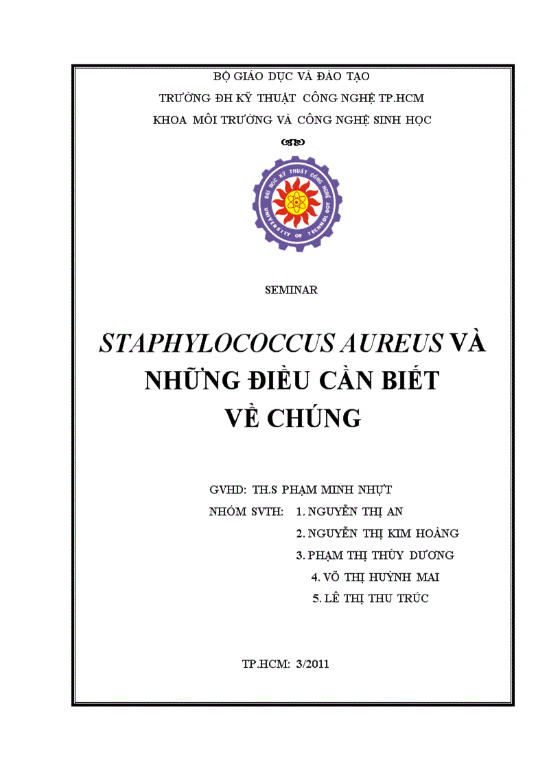 Staphylococcus aureus và những điều cần biết về chúng 58 trang