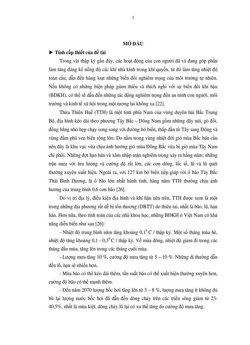 Hiện trạng môi trường và giải pháp kịp thời thích ứng với thiên tai trong bối cảnh biến đổi khí hậu tại thừa thiên huế 75 trang