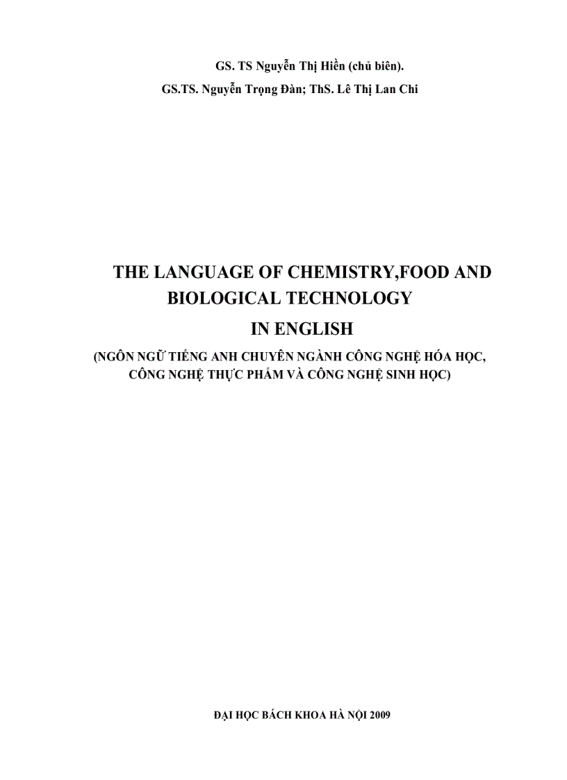 Tiêng anh cho công nghệ thực phẩm công nghệ hóa học và sinh hoc